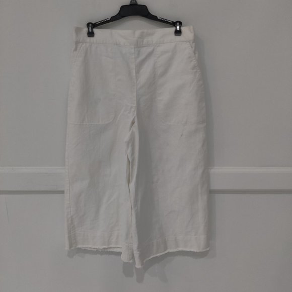 NWT Splendid Women's Wide Leg BoHo Capris Blemished Size L White $90 5B021 - Picture 1 of 3